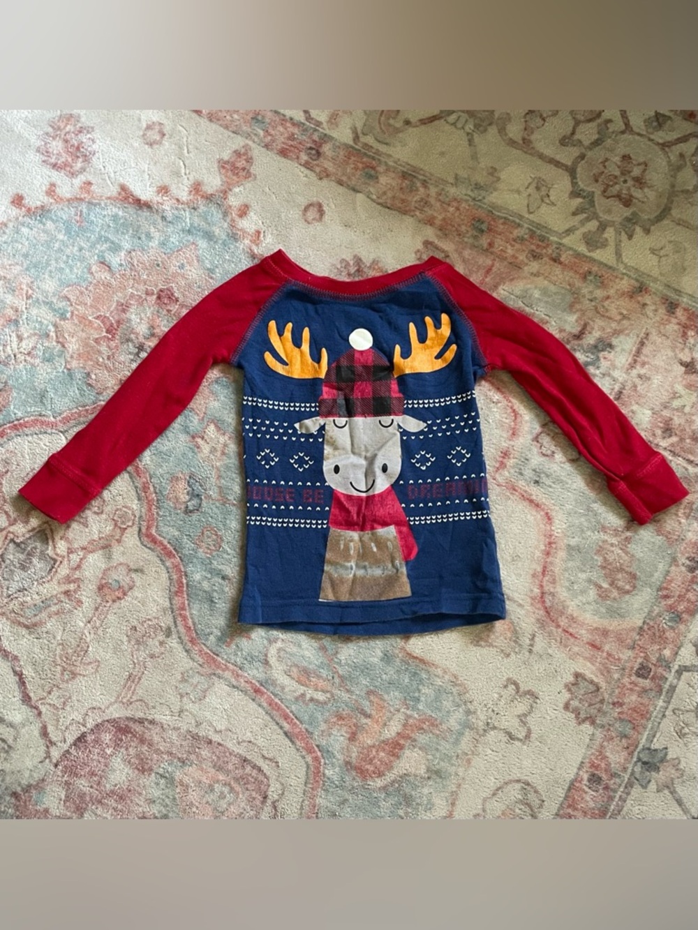 Koala Kids Navy & Red Moose Raglan Long-Sleeve Tee